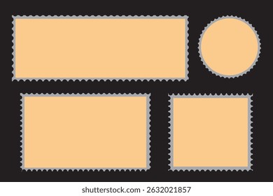 Postage stamp frame set. blank postage stamp vector illustration eps 10.