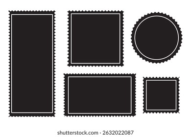 Postage stamp frame set. blank postage stamp vector illustration eps 10.