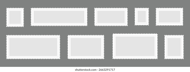 Postage stamp frame set. blank postage stamp vector illustration eps 10