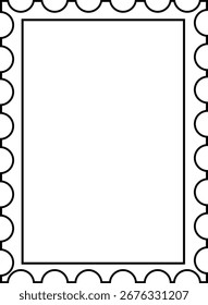 Ilustración vectorial de marco de sello postal en estilo de contorno. Imagen en blanco y negro para el diseño