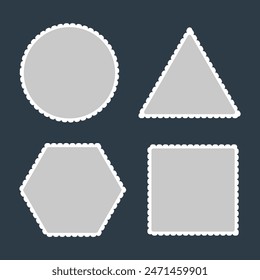 Postage stamp frames set. Empty border template for postcards and letters. Vintage post stamps frames for mail envelope. Empty templates. 11:11