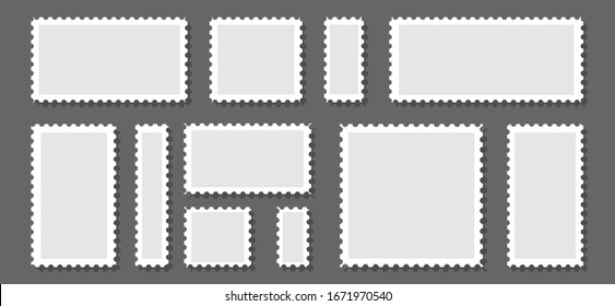 Postage Stamp Frames Set On Background. Vector Illustration.