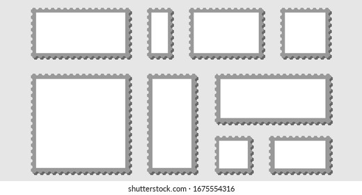 Postage stamp frames set on background. Vector illustration.