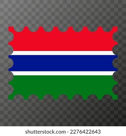 Postage stamp with Gambia flag. Vector illustration.