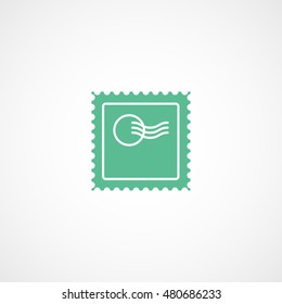 Postage Stamp Green Flat Icon On White Background