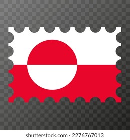 Briefmarke mit Grönlandflagge. Vektorgrafik.