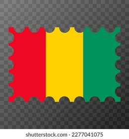 Postage stamp with Guinea flag. Vector illustration.