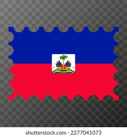 Estampilla con bandera de Haití. Ilustración vectorial.