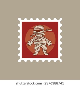 Postage stamp halloween with character design vector
