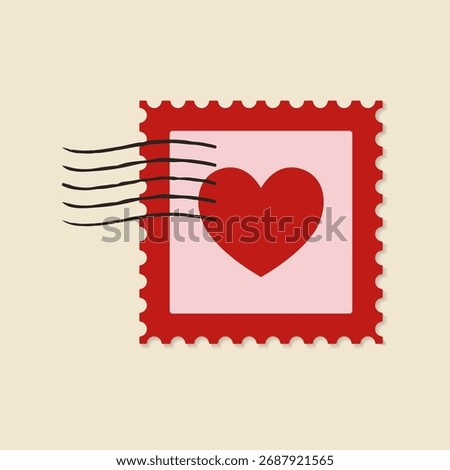 Postage stamp with heart. Vector illustration