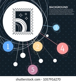 postage stamp icon with the background to the point and with infographic style. Vector illustration