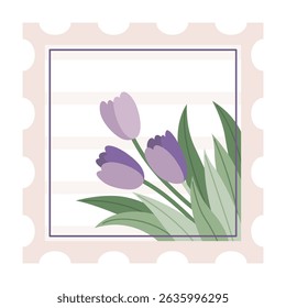 Postage stamp, icon. Hand drawn design, concept of travel. Retro postcard stickers, flat color vector illustration isolated on background