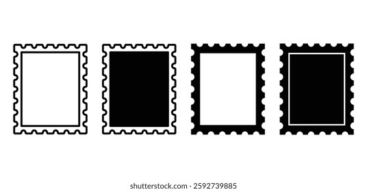 postage stamp icon symbol vector design black white color illustration set