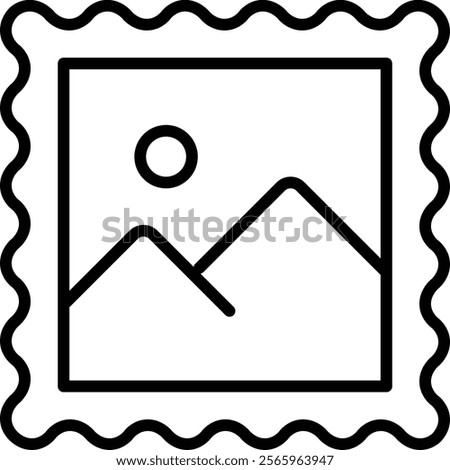 Postage stamp icon vector illustration, Orange Postage Stamp Outline Icon Vector Illustration