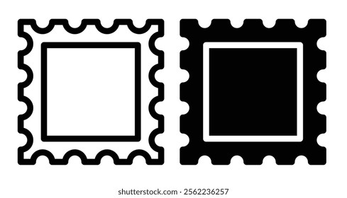 Postage stamp Icons pack in outlined and flat versions