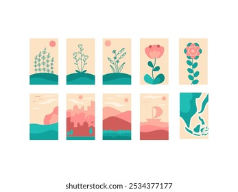 Postage Stamp Illustration Element Set