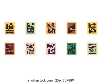 Postage Stamp Illustration Element Set