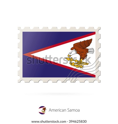 Postage stamp with the image of American Samoa flag. American Samoa Flag Postage on white background with shadow. Vector Illustration.