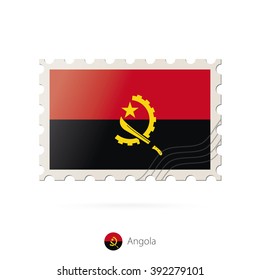 Postage stamp with the image of Angola flag. Angola Flag Postage on white background with shadow. Vector Illustration.