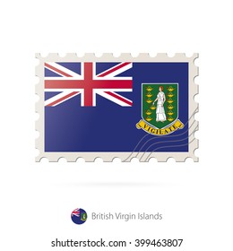 Postage stamp with the image of British Virgin Islands flag. British Virgin Islands Flag Postage on white background with shadow. Vector Illustration.
