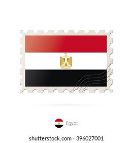 Postage stamp with the image of Egypt flag. Egypt Flag Postage on white background with shadow. Vector Illustration.