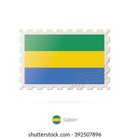 Postage stamp with the image of Gabon flag. Gabon Flag Postage on white background with shadow. Vector Illustration.