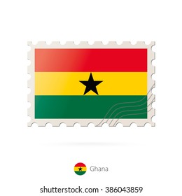 Postage stamp with the image of Ghana flag. 