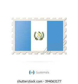 Postage stamp with the image of Guatemala flag. Guatemala Flag Postage on white background with shadow. Vector Illustration.