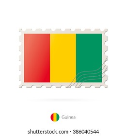 Postage stamp with the image of Guinea flag. 