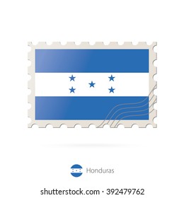 Postage stamp with the image of Honduras flag. Honduras Flag Postage on white background with shadow. Vector Illustration.