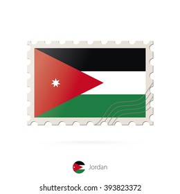 Postage stamp with the image of Jordan flag. Jordan Flag Postage on white background with shadow. Vector Illustration.