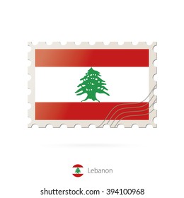 Postage stamp with the image of Lebanon flag. Lebanon Flag Postage on white background with shadow. Vector Illustration.