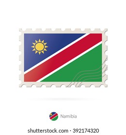 Postage stamp with the image of Namibia flag. Namibia Flag Postage on white background with shadow. Vector Illustration.