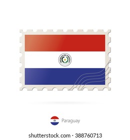 Postage stamp with the image of Paraguay flag. Paraguay Flag Postage on white background with shadow. Vector Illustration.