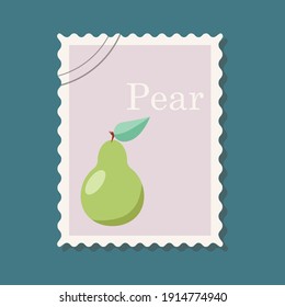 Postage stamp with the image of a pear