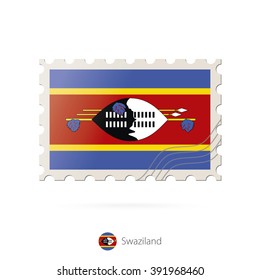 Postage stamp with the image of Swaziland flag. Swaziland Flag Postage on white background with shadow. Vector Illustration.