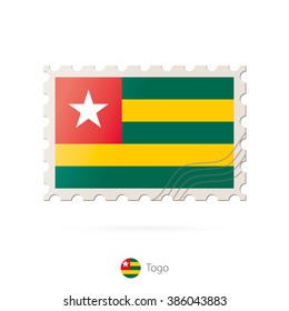 Postage stamp with the image of Togo flag. 