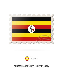 Postage stamp with the image of Uganda flag. Uganda Flag Postage on white background with shadow. Vector Illustration.