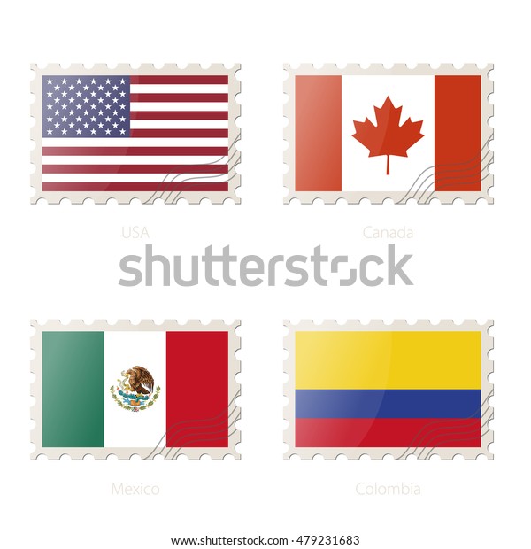 How much is a postage stamp from canada to usa Postage Stamp Image Usa Canada Mexico Stock Vector Royalty Free 479231683