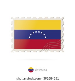 Postage stamp with the image of Venezuela flag. Venezuela Flag Postage on white background with shadow. Vector Illustration.