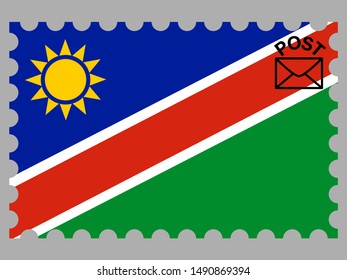 Postage stamp isolated on background with National flag of Republic of Namibia. original colors and proportion. Simply vector illustration eps10, from countries flag set.