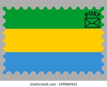 Postage stamp isolated on background with National flag of Gabonese Republic. original colors and proportion. Simply vector illustration eps10, from countries flag set.