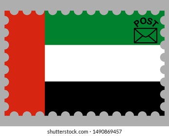 Postage stamp isolated on background with Beautiful national flag of United Arab Emirates, original colors and proportion. Simply vector illustration eps10, from countries flag set.
