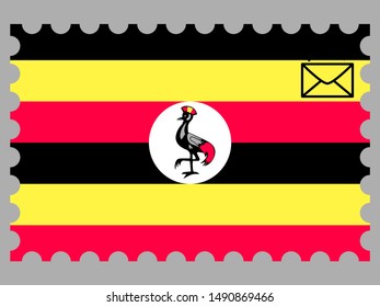 Postage stamp isolated on background with Beautiful national flag of Republic of Uganda , original colors and proportion. Simply vector illustration eps10, from countries flag set.