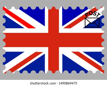 Postage stamp isolated on background with Beautiful national flag of United Kingdom of Great Britain and Northern Ireland, original colors and proportion. Simply vector illustration eps10, from countr