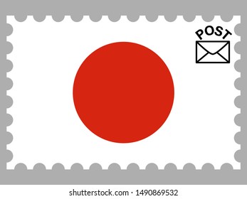 Postage stamp isolated on background with National flag of Japan . original colors and proportion. Simply vector illustration, from countries flag set.