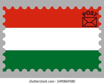 Postage stamp isolated on background with National flag of Hungary. original colors and proportion. Simply vector illustration, from countries flag set.
