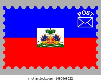 Postage stamp isolated on background with National flag of Republic of Haiti. original colors and proportion. Simply vector illustration, from countries flag set.