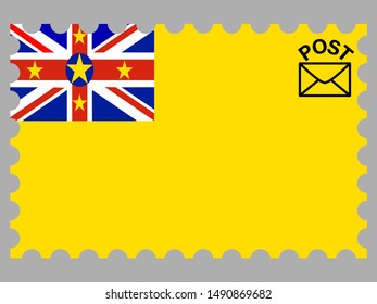Postage stamp isolated on background with Beautiful national flag of Niue. original colors and proportion. Simply vector illustration eps10, from countries flag set.
