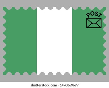 Postage stamp isolated on background with National flag of Federal Republic of Nigeria. original colors and proportion. Simply vector illustration eps10, from countries flag set.
